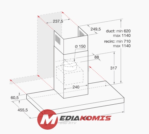 Okap Bauknecht DBHBS 92 L TI X