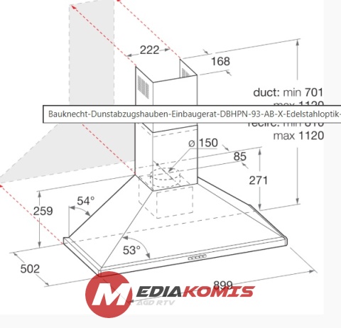 Okap Bauknecht DBHPN 93 AB X