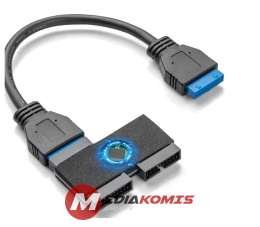 RGEEK Usb 3.0 19Pin 1 to 2 HUB z chipem i modułowym kablem USB 19Pin HUB Płyta główna 19Pin USB3.0 Przedłużacz danych
